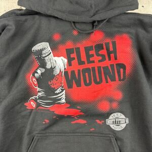 Monty Python Hoodie It's Just A Flesh Wound Size Large Liquid Blue